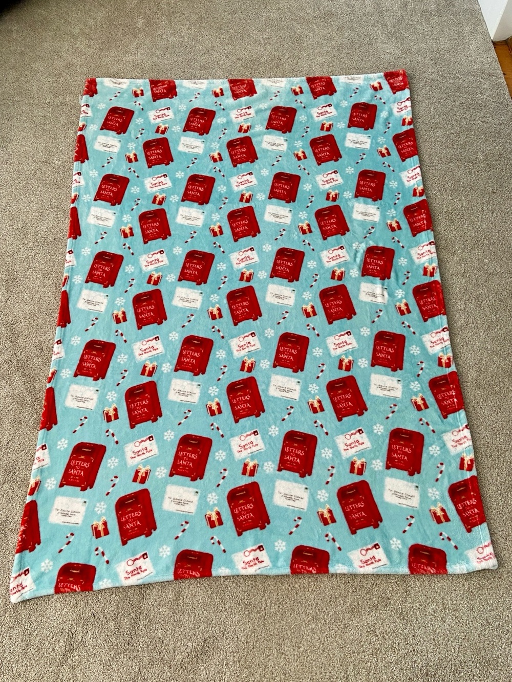 Christmas Letters to Santa Mailbox Plush Holiday Throw Blanket - Picture 2 of 10